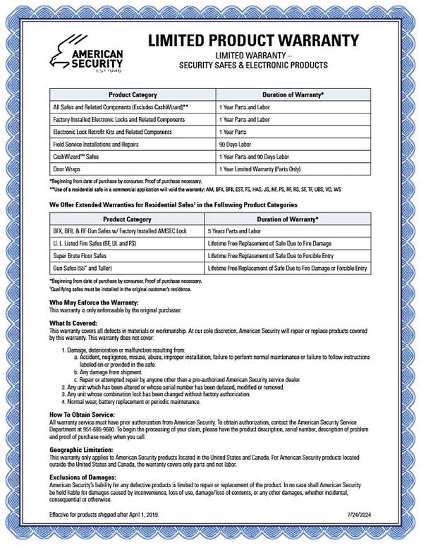 AMSEC CE3524 - AMVAULT High Security - U.L. TL-15 - Home and Business Safe
